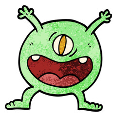grunge textured illustration cartoon monster