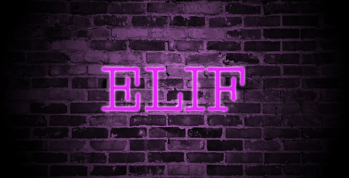 first name Elif in pink neon on brick wall