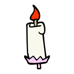 hand drawn doodle style cartoon lit candle
