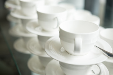 White cups for hot drink stacked