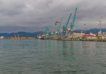 Obraz premium Batumi is a seaside city considered the georgian Las Vegas. Here a look at its harbour located on the Black Sea