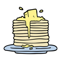 hand drawn doodle style cartoon butter melting on pancakes