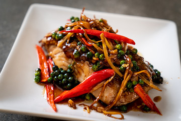 stir-fried spicy and herb with grouper fish fillet