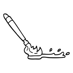 black and white cartoon paint brush