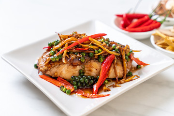 stir-fried spicy and herb with grouper fish fillet