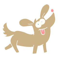 Fototapeta na wymiar flat color illustration cartoon happy dog