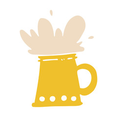 flat color illustration cartoon beer tankard