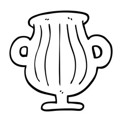 black and white cartoon of a golden vase