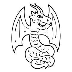 black and white cartoon dragon