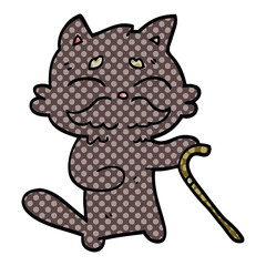 comic book style cartoon old cat