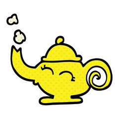comic book style cartoon magic lamp