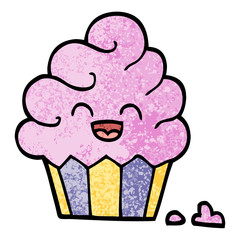 grunge textured illustration cartoon cupcake