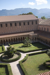 Monreale, Italy - September 11, 2018 : Monreale cathedral cloister