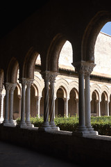 Fototapeta na wymiar Monreale, Italy - September 11, 2018 : Monreale cathedral cloister
