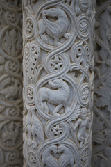 Monreale, Italy - September 11, 2018 : Details of Monreale cathedral cloister