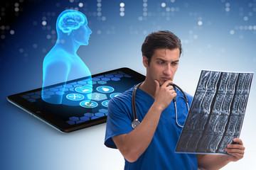 Telehealth concept with doctor doing remote check-up