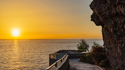 Sunset and Teide mount seen from Gran Canaria