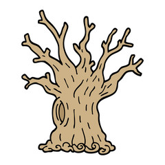 hand drawn doodle style cartoon tree