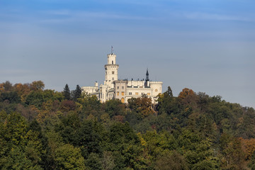 Fototapeta na wymiar Castle Hluboka nad Vltavou with autumn trees