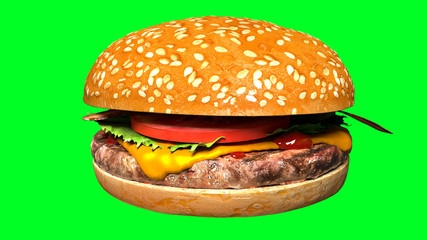 Classic bacon cheese burger isolated juicy