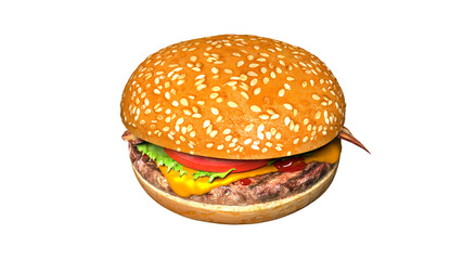 Classic bacon cheese burger isolated juicy