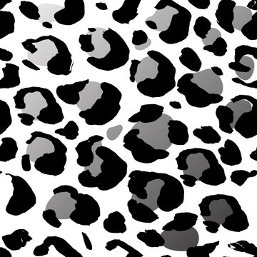 Seamless gray leopard pattern. Animal skin grunge texture. Vector illustration.
