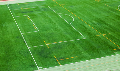 Obraz premium Soccer field is installed with artificial turf field