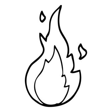 black and white cartoon flame symbol