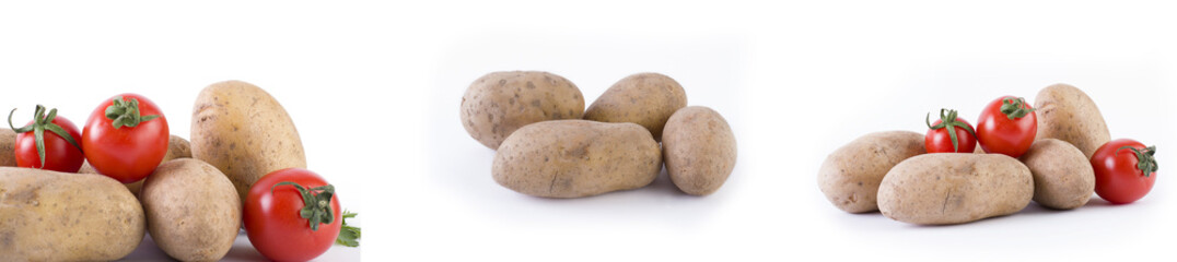 Potatoes on a white background. The  vegetable on a white background.