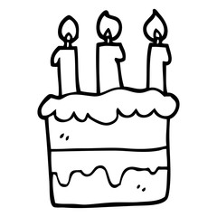 black and white cartoon birthday cake