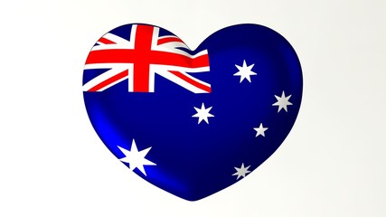 Heart-shaped flag 3D Illustration I love Australia