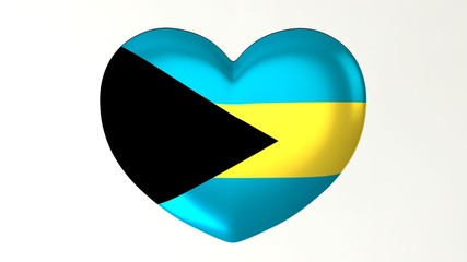 Heart-shaped flag 3D Illustration I love Bahamas