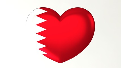 Heart-shaped flag 3D Illustration I love Bahrain
