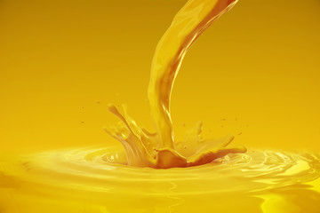 Splashing cream liquid, tasty sweet. 3d illustration