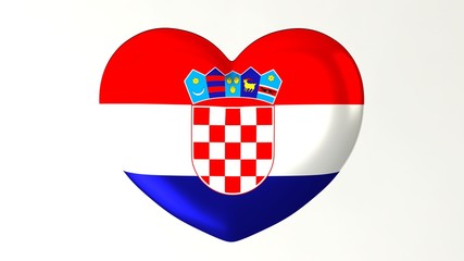 Fototapeta premium Heart-shaped flag 3D Illustration I love Croatia