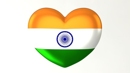 Heart-shaped flag 3D Illustration I love India