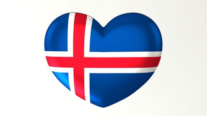 Heart-shaped flag 3D Illustration I love Iceland
