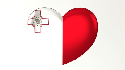 Heart-shaped flag 3D Illustration I love Malta