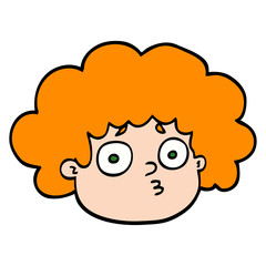 hand drawn doodle style cartoon big hair boy