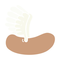 flat color illustration cartoon flying sausage