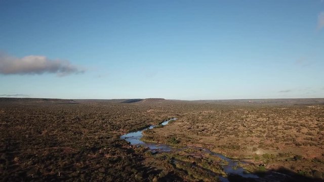 Aerial drone footage wilderness and river in Kenya, East Africa   