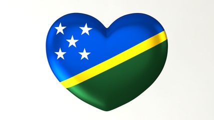 Heart-shaped flag 3D Illustration I love Solomon Islands
