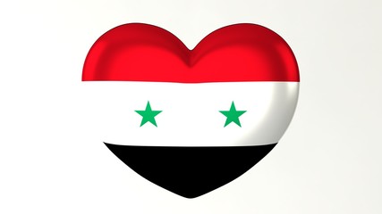 Heart-shaped flag 3D Illustration I love Syria