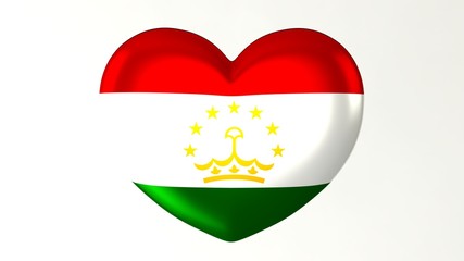Heart-shaped flag 3D Illustration I love Tajikistan