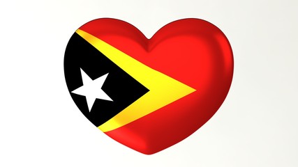 Heart-shaped flag 3D Illustration I love Timor Leste