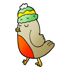 vector gradient illustration cartoon christmas robin