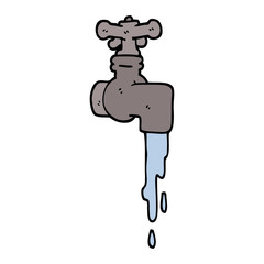 hand drawn doodle style cartoon dripping faucet