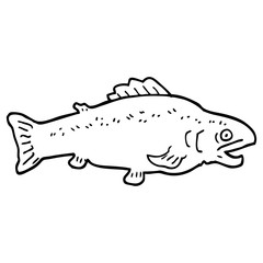 black and white cartoon large fish