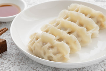 Japanese Gyoza with pork meat and on a plate