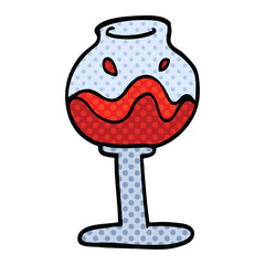 comic book style cartoon glass of wine